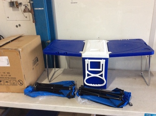 Foldable Multi-function Rolling Cooler with 2 Stools - Appears New   - Lot 161