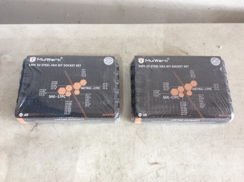 Lot of (2) MULWARK Premium Master Drive Hex Bit Socket Set, SAE & Metric S2 Steel, 34pc - New - Lot 502