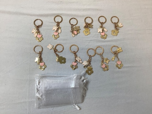 Lot of (12) Keychain Charms w/ Gift Bags - Lot 318