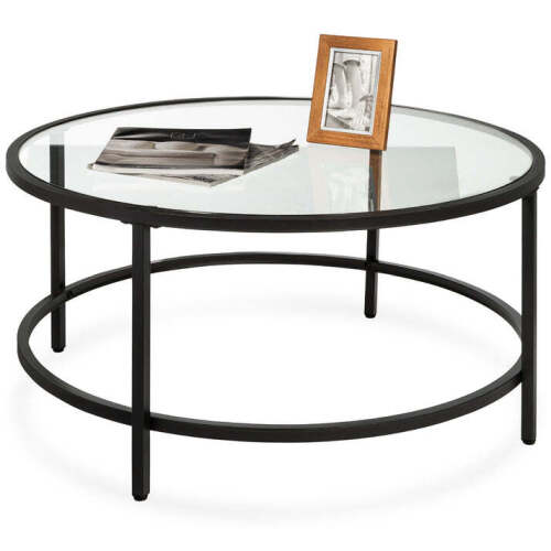 Round Tempered Glass Coffee Table w/ Steel Frame - Lot 6207