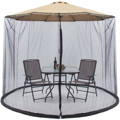Adjustable Bug Net Accessory for Patio Umbrella w/ Zippered Door - Lot 6211