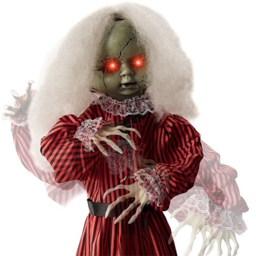 Haunted Holly Animatronic Roaming Doll Halloween Decoration w/ Light-Up Eyes - Lot 6217