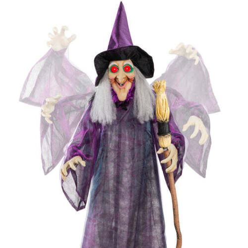 Wicked Wanda Standing Animatronic Witch with Sounds, LED Eyes - Lot 6257