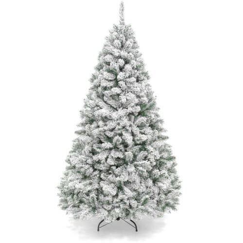 Premium Snow Flocked Artificial Pine Christmas Tree w/ Foldable Metal Base - Lot 6267