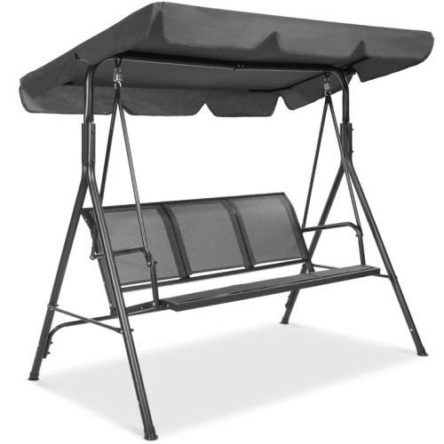 3-Seater Outdoor Canopy Swing Glider Bench w/ Textilene Fabric, Steel Frame - Lot 6282