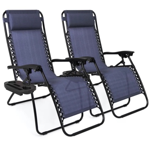 Set of 2 Adjustable Zero Gravity Patio Chair Recliners w/ Cup Holders - Lot 6297