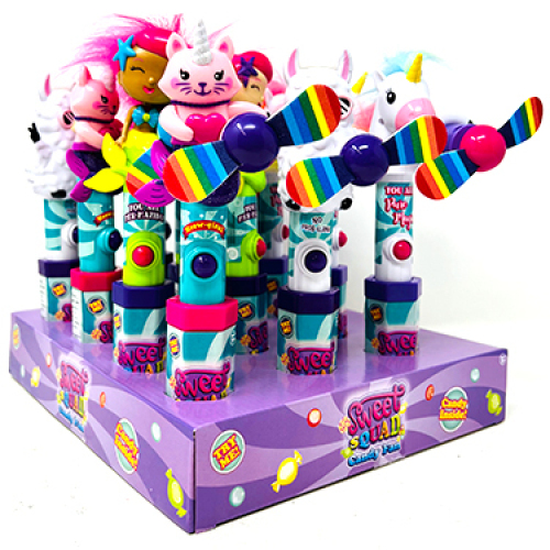 Sweet Squad Candy Fans - Includes Hairy Llama, Kittycorn Mermaid, Unicorn, and Mermaid - Candy Inside! - Lot 6335