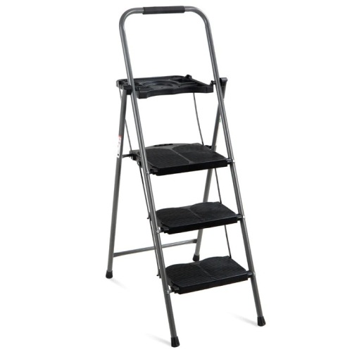 3-Step Folding Steel Ladder w/ Utility Tray, Hand Grip, 330lb Capacity - Lot 6373