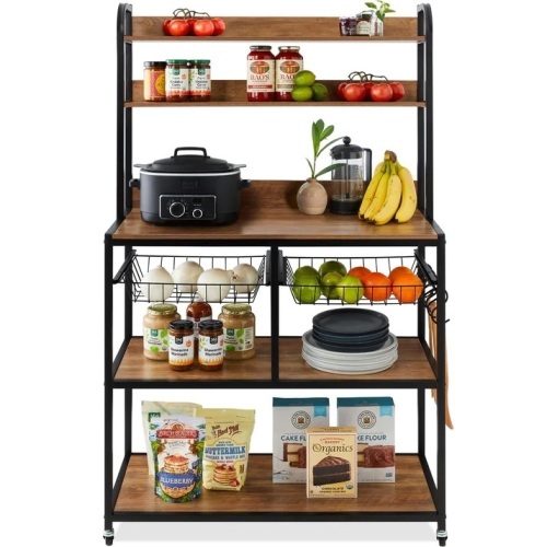 Counter-Height Baker's Rack w/ Locking Wheels, Adjustable Feet - 67in - Lot 6389