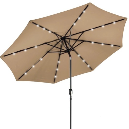 Solar LED Lighted Patio Umbrella w/ Tilt Adjustment, UV-Resistance - 10ft - Lot 6411