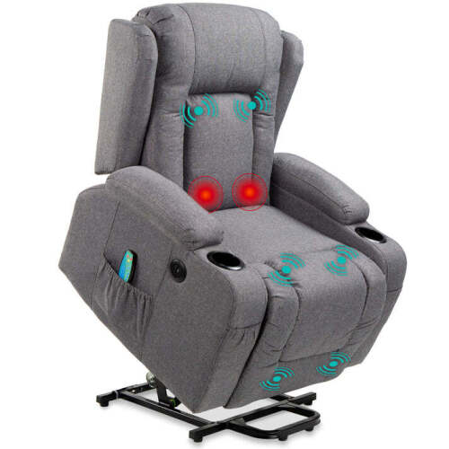 Electric Power Lift Recliner Massage Chair w/ Heat, USB Port, Cupholders - Lot 6429