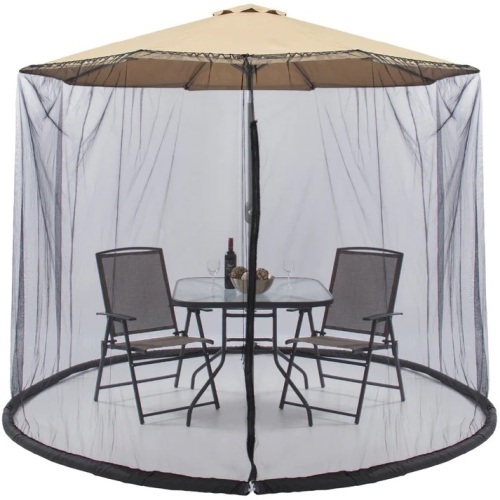 Adjustable Bug Net Accessory for Patio Umbrella w/ Zippered Door - 9ft - Lot 6370