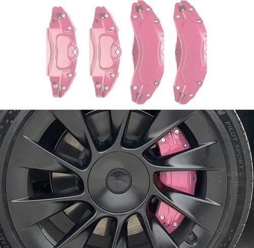 Tesritar Caliper Covers Compatible with Tesla Model Y, 19 Inch 20 Inch Wheel Hub Size Pink Caliper Covers - Lot 6457