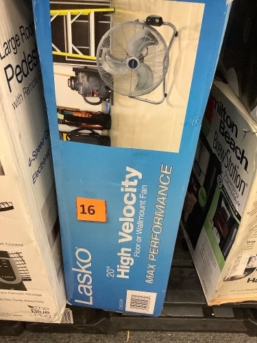 Lasko 20" High Velocity Floor or Wall Mount Fan - Lot 16