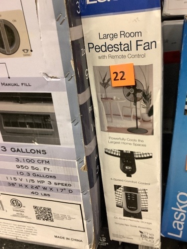 Lasko Large Room Pedistal Fan w/ Remote Control - Lot 22