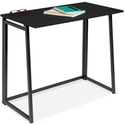 Folding Drop Leaf Office Desk w/ Wood Table Top, Back Shelf - 31.5in - Lot 72