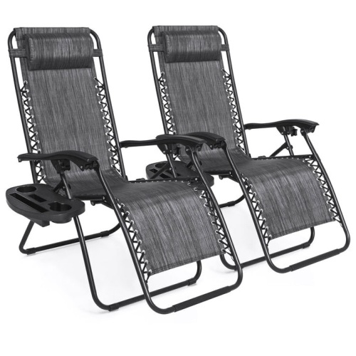 Set of 2 Adjustable Zero Gravity Patio Chair Recliners w/ Cup Holders - Lot 251