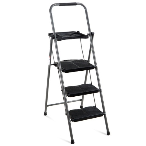 3-Step Folding Steel Ladder w/ Utility Tray, Hand Grip, 330lb Capacity - Lot 253