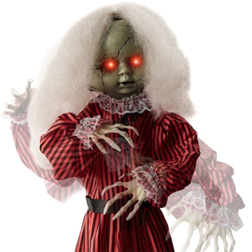 Haunted Holly Animatronic Roaming Doll Halloween Decoration w/ Light-Up Eyes - Lot 297