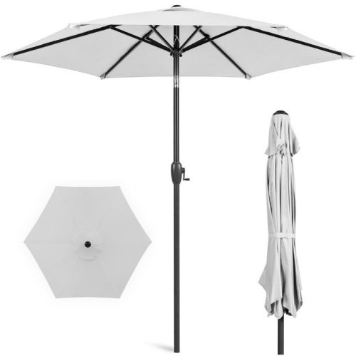 Outdoor Market Patio Umbrella w/ Push Button Tilt, Crank Lift - 7.5ft - Lot 334