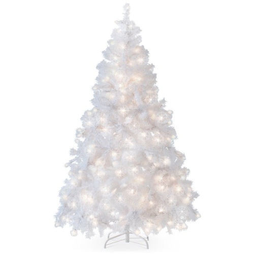 6ft Pre-Lit Hinged Artificial Pine Christmas Tree w/ 250 Lights, Stand - Lot 355
