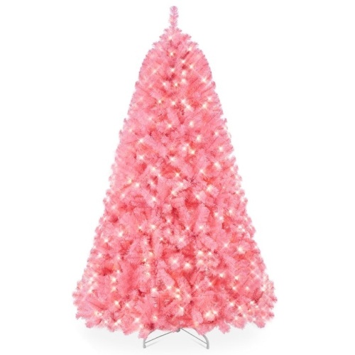 Pre-Lit Artificial Christmas Tree w/ 947 Tips, 350 Lights, Metal Stand - 6ft - Lot 390