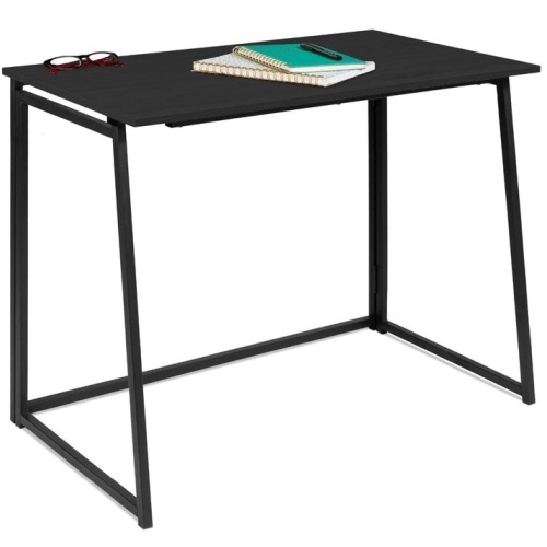 Folding Drop Leaf Office Desk w/ Wood Table Top, Back Shelf - 42in - Lot 412