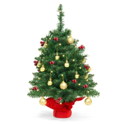 22in Tabletop Christmas Tree w/ Lights, Berries, Ornaments - Lot 424