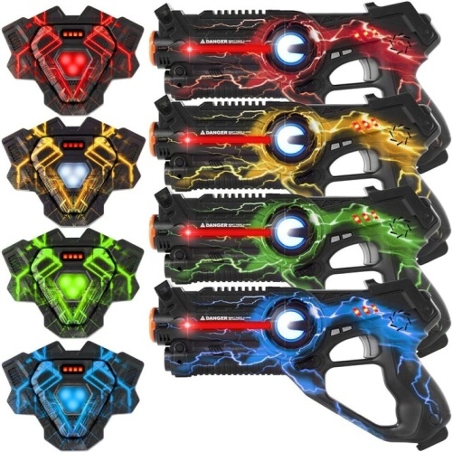 Set of 4 Infrared Laser Tag Guns and Vests for Kids & Adults - Lot 463