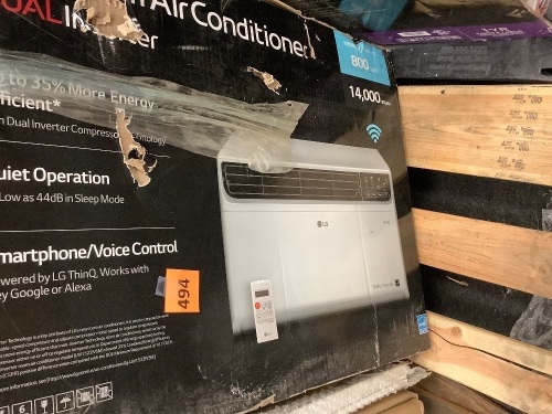 LG Electronics 14,000 BTU 115-Volt Dual Inverter Smart Window Air Conditioner LW1522IVSM Cools 800 Sq. Ft. with Remote, Wi-Fi Enabled - Lot 494