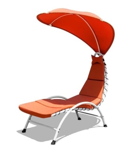 Metal Outdoor Chaise Lounge with Orange Cushion - Lot 102
