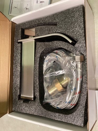 Commercial Bathroom Waterfall Sink Faucet, Brushed Nickel - Lot 105