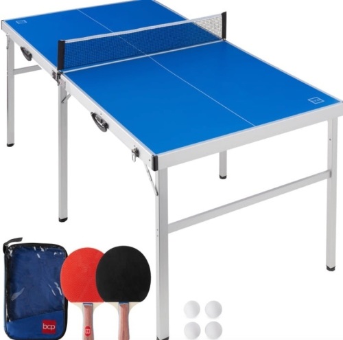 Portable Ping Pong Table Tennis Game Set w/ Paddles, Balls - 6x3ft - Lot 116