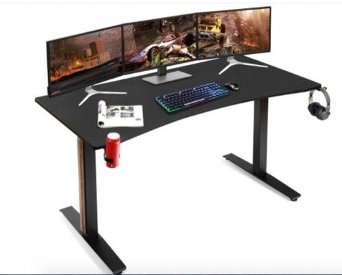 63" Gaming Desk T- Shaped Computer Desk Gamer Table-Black - Lot 117