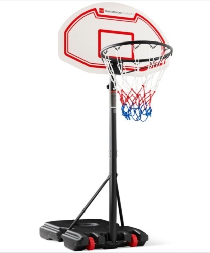 Kids Height-Adjustable Basketball Hoop, Portable Backboard System w/ Wheels, White Backboard, Missing Hardware - Lot 139