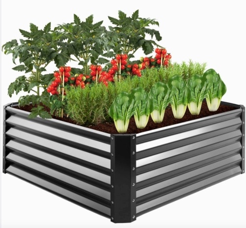 Outdoor Metal Raised Garden Bed for Vegetables, Flowers, Herbs - 4x4x1.5ft, Missing Hardware - Lot 159