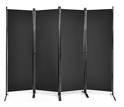 4-Panel Room Divider With Steel Frame-Black - Lot 167
