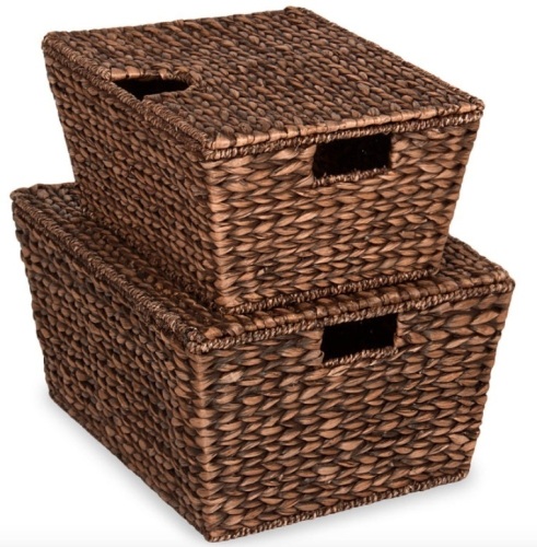 Set of 2 XL Woven Water Hyacinth Storage Baskets - Lot 174