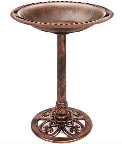 Vintage Outdoor Garden Bird Bath w/ Fleur-de-Lis Accents, Copper - Lot 178