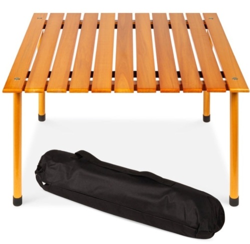 Foldable Indoor Outdoor Wooden Table w/ Carrying Case - 28x28in, Missing Hardware - Lot 188