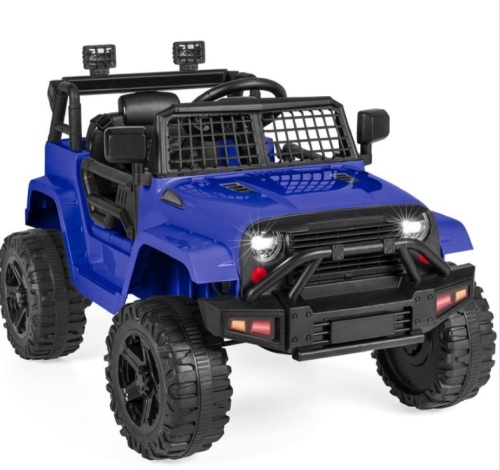 12V Kids Ride-On Truck Car w/ Parent Remote Control, Spring Suspension, Blue, Missing Hardware - Lot 198