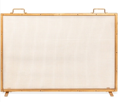 Single Panel Handcrafted Steel Mesh Fireplace Screen w/ Handles - 38x27in, May Be Missing Hardware - Lot 256