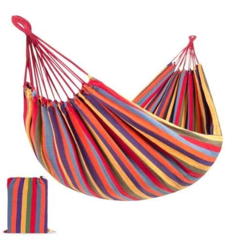 2-Person Brazilian-Style Double Hammock w/ Portable Carrying Bag, Rainbow - Lot 348
