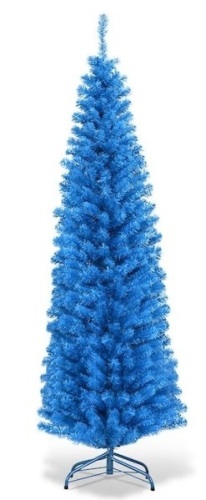 6 ft. Blue Unlit Pencil Slim Artificial Christmas Tree - Lot 473