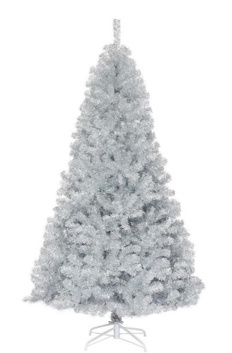 7.5 ft. Hinged Unlit Artificial Silver Tinsel Christmas Tree - Lot 422
