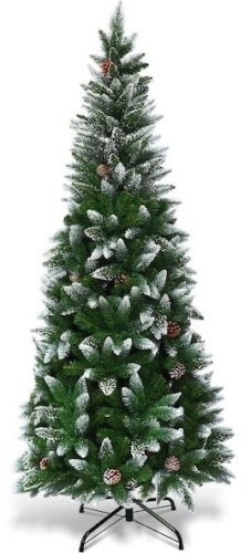 5 ft. Snow Flocked Unlit Artificial Pencil Christmas Tree Hinged with Pine Cones - Lot 154