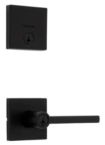 Kwikset Halifax Matte Black Entry Door Lever with Deadbolt - Lot 207