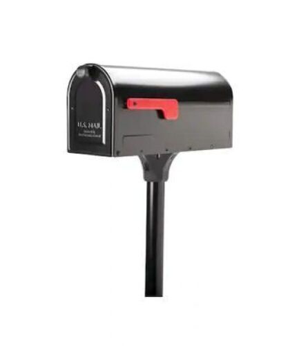 MB1 Black, Medium, Steel, Post Mount Mailbox and 2 in. In-Ground Post Kit - Lot 603