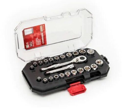 Husky 1/4 in. Drive Ratchet SAE/Metric Standard Socket Set (24-Piece) & 1/4, 3/8 and 1/2 in. Universal Joint Set (3-Piece) - Lot 650