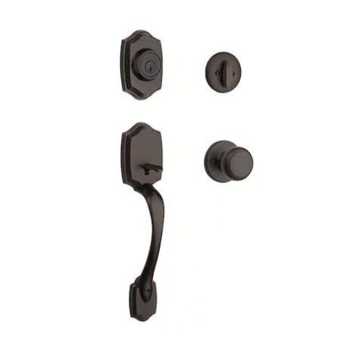 Kwikset Belleview Venetian Bronze Single Cylinder Door Handleset with Cove Door Knob Featuring SmartKey Security - Lot 946